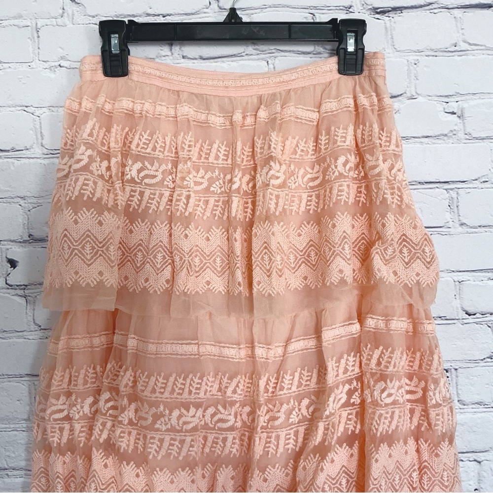 LoveShackFancy Harriet Maxi Skirt Pink Rosewater Tiered Lace Size 2 - Picture 3 of 8
